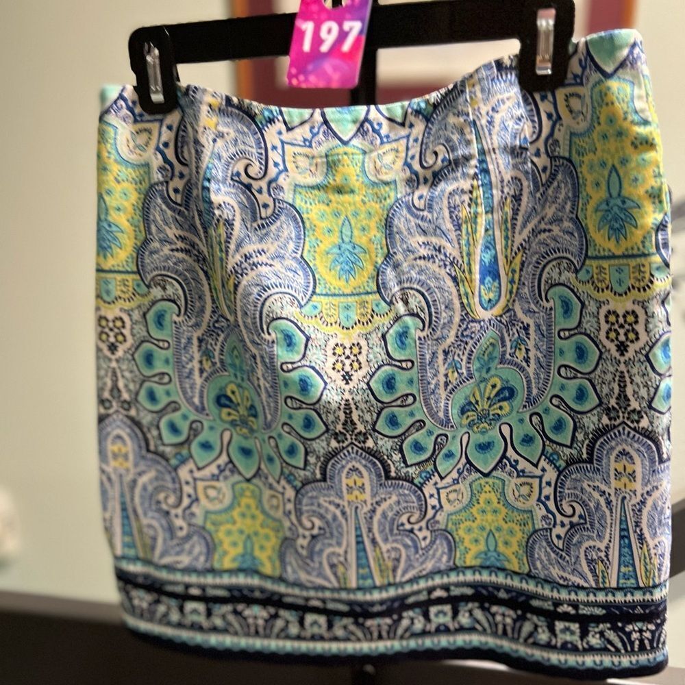 Talbots Vibrant Blue and Yellow Pencil Skirt #DO197